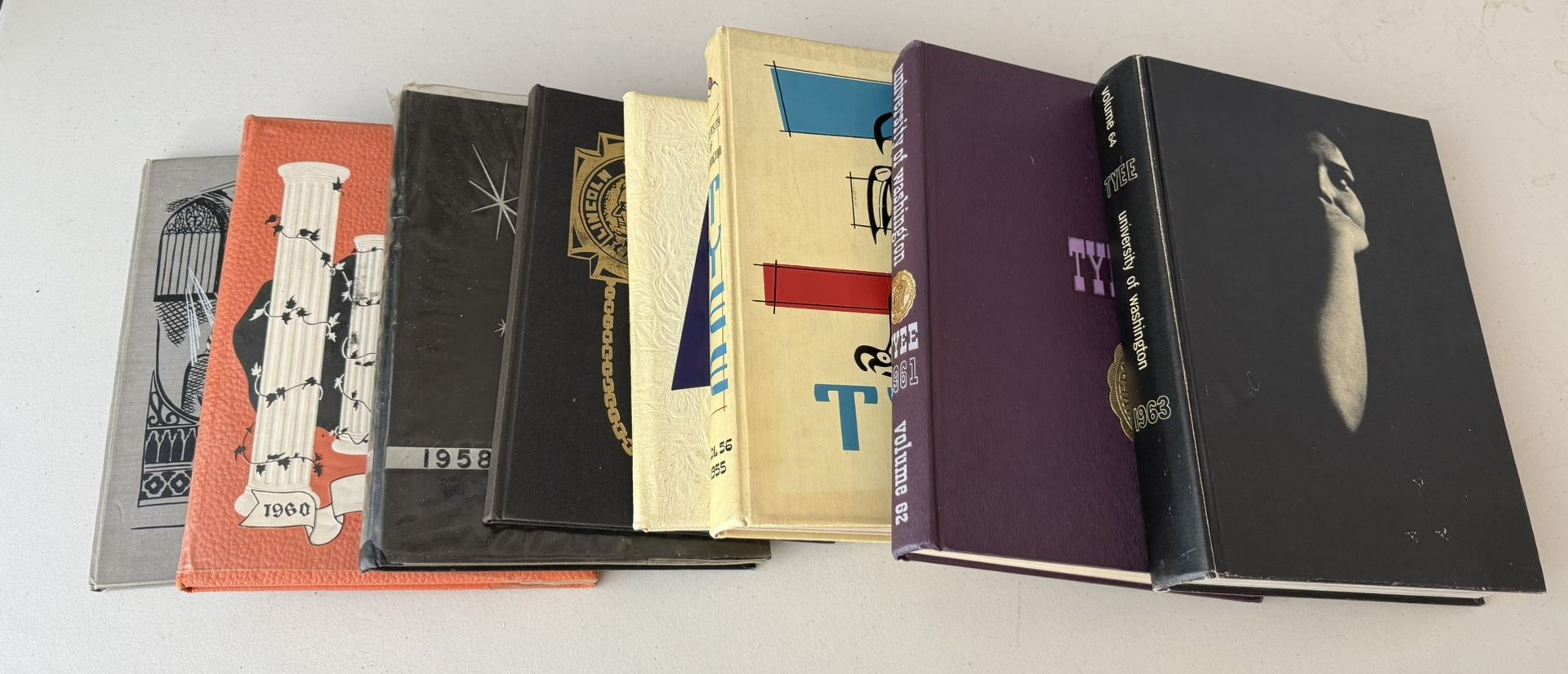 Set of 8 Washington College & High School Yearbooks from the 40s-50s-60s