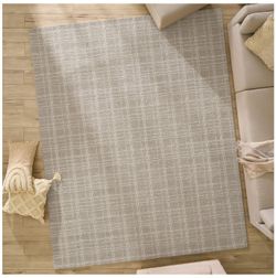 Plaid Wool Rug - Beige 8' x 10"