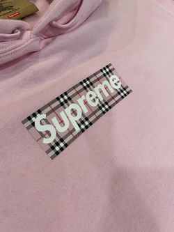 Supreme Burberry Box Logo Hoodie Pink