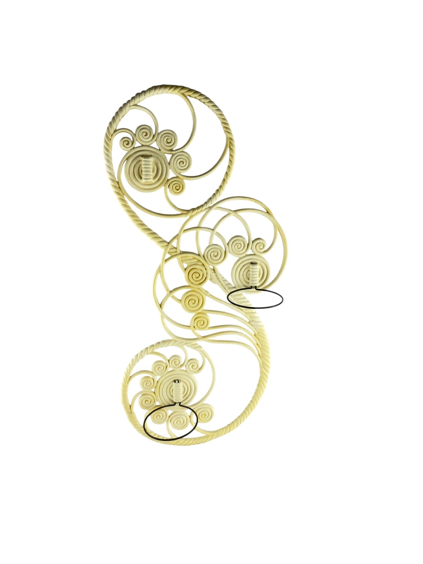 Burwood Wall Sconce 1597-1, Faux Wicker Candle Holder, 1976 Scroll Design