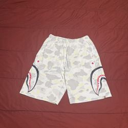 Bape Big ABC Camo Side Shark Sweat Shorts White Size Large