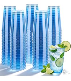 200 Pack Blue Plastic Cups – 12 oz Clear Disposable Party Cups (NEW IN BOX) 💙🥂