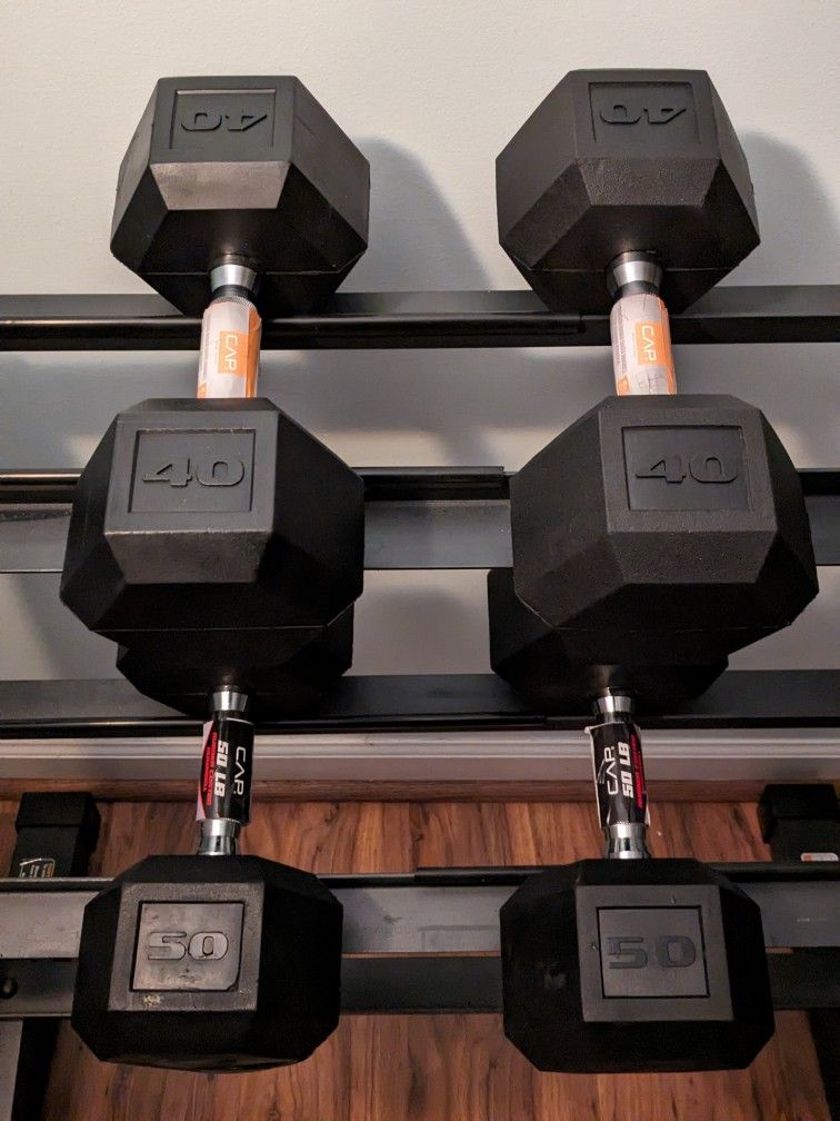 ๐ช ๐ชจ New Rubber Encased Dumbbells 40lb + 50lbs Set ๐ฆพ๐ป