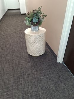 Cylindrical Side Table with Textured Upholstery