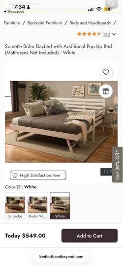Daybed White For Sale with 2 Twin Mattresses  - Pick-Up Only