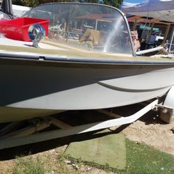 1967 Glaspar Curved Windshield Crusier No Motor Needs Some TLC  And American Trailer