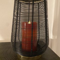 Hurricane Candleholder Modern Black, Gold With Candle