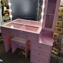 Pink Glass Top Vanity -New