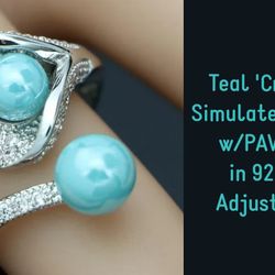 Beautiful 'Crocus' Ring w/simulated Pearls, CZ, Adjustable..Now $14.! Easter Present?🐣