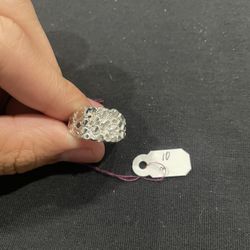 925 Silver Nugget Ring With Diamond Cut
