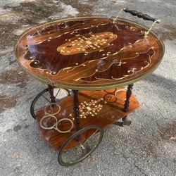 Italian Inlaid and Lacquered Bar Cart