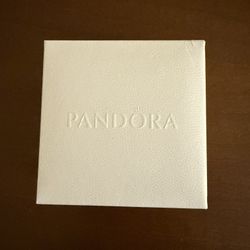 Pandora Jewelry Box For Bracelets Or Bangles, White With Black Velvet Interior