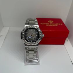 Designer Watch Iced Black & Silver 