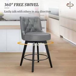 Brand New 360° Swivel Bar Stools – Set of 4, Dark Gray