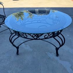 Glass Top Coffee Table - Wrought Iron
