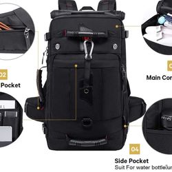 KAKA Travel Backpack, Carry On Backpack Durable Convertible Duffle Bag Fit up to 17 Inch Laptop for Men and Women large 40L 