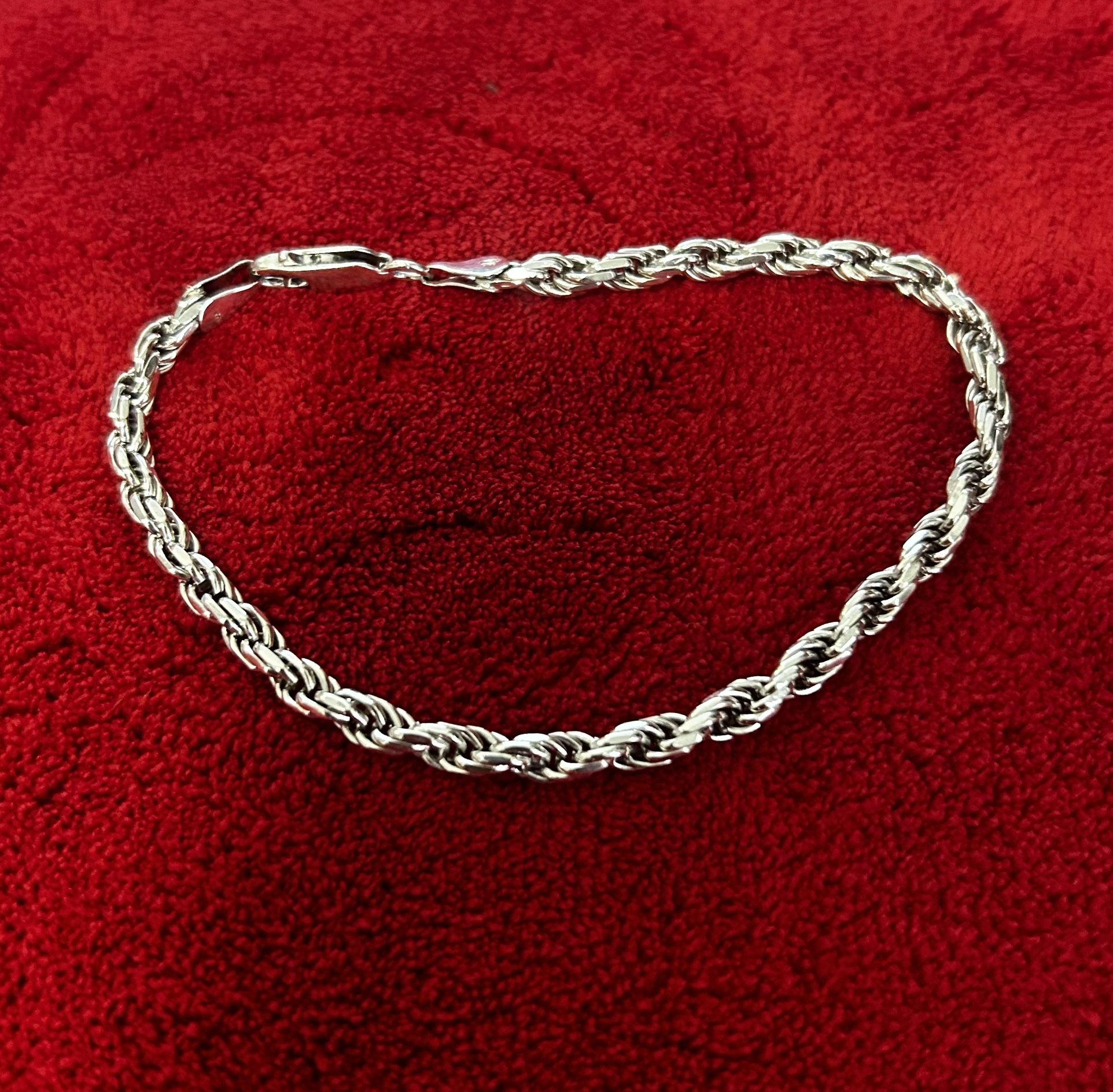 925 Sterling Silver Rope Bracelet Size 8