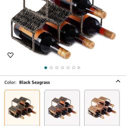 CENBOSS Countertop Wine Rack, Seagrass and Metal Wine Rack