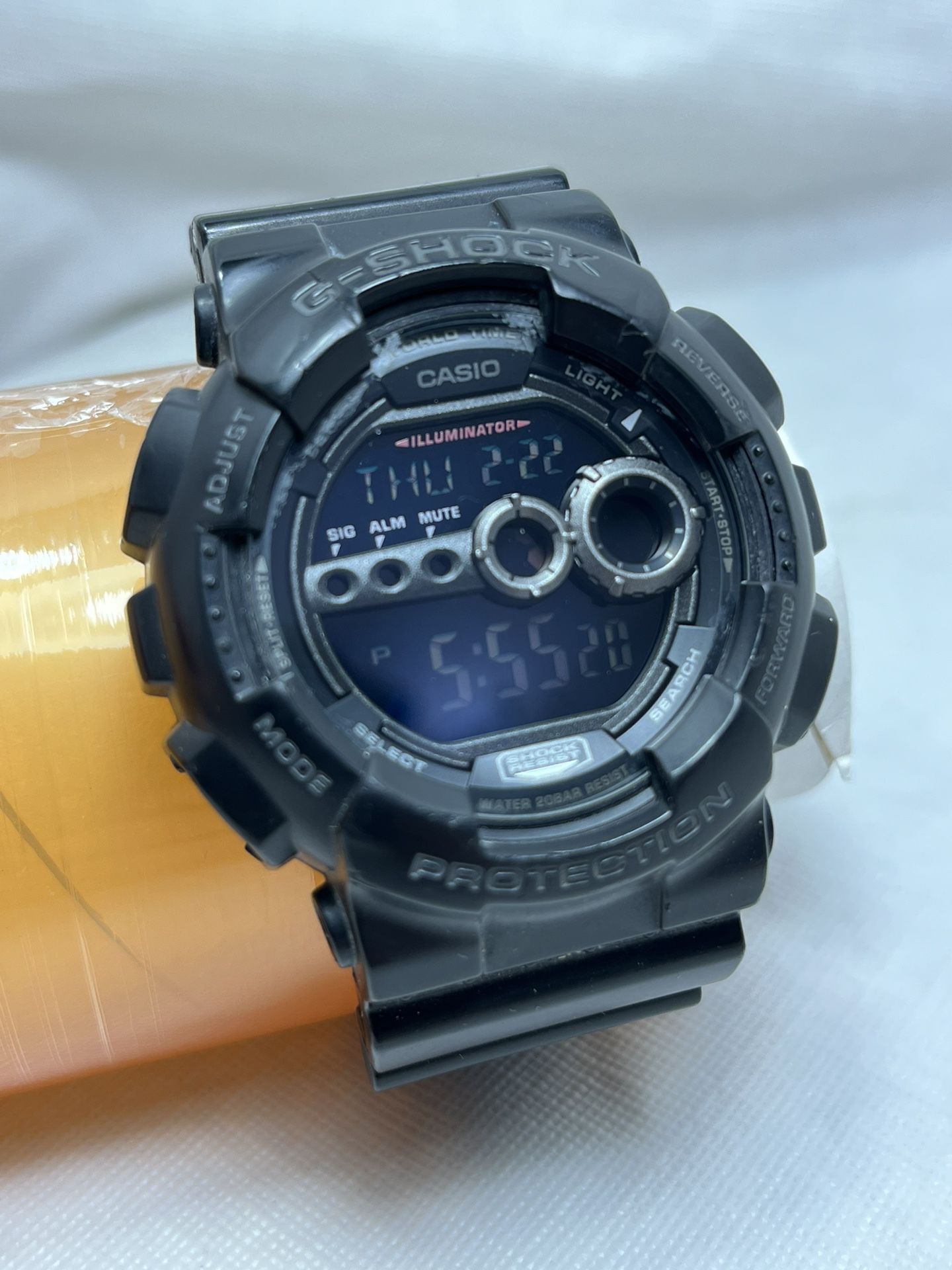 Casio G-Shock GD-100 3263 Sports Digital Wristwatch Water Resistant Black Light Up Alarm 20 Bar Shock Resist Absorbing Stainless Steel Time