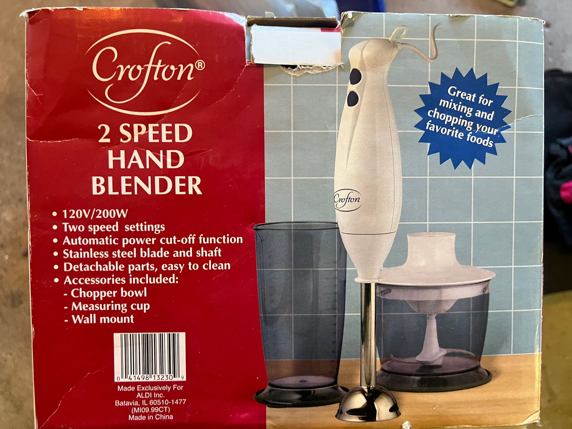 Crofton Immersion Blender Hand Mixer White 2 Speed