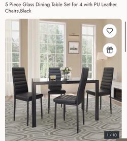 Glass Dining Table and 4 Chairs - Bed Bath & Beyond