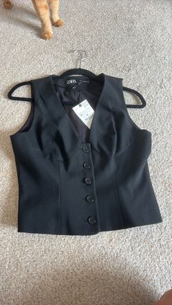 Zara black button vest size medium
