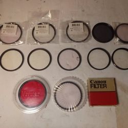 Lot of 13 Camera Filters Canon Vivitar Kenko Hoya Samigon Sanrio