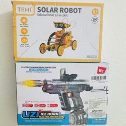🎁holidays Special Solar Robot 12 in 1 Kit 190pcs, 🔫 UZI ICE HORN Electric Water Gun NEW