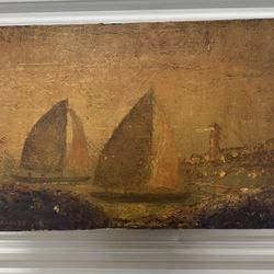Original Vintage Oil Painting Seascape with Sailboats - Signed O'Connor - 36 × 24 in
