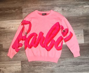 Barbie Pink Script Logo Crewneck Sweater