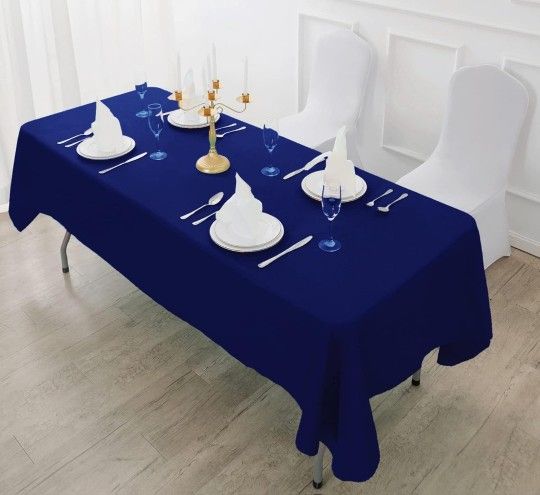 Royal Blue Tablecloths for 6 Foot Rectangle Tables 60 x 102 Inch - 6ft Rectangular Bulk Linen Polyester Fabric Washable Cloth Cover for Wedding Recept