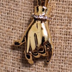 HANG LOOSE STAINLESS STEEL GOLD PENDANT WITH NECKLACE 