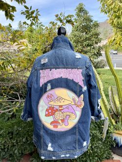 Torid Distressed "Grateful" Jean Jacket Long Length plus size 1X 