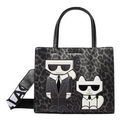 Karl Lagerfeld Paris Maybelle Satchel Black/Grey Leopard One Size