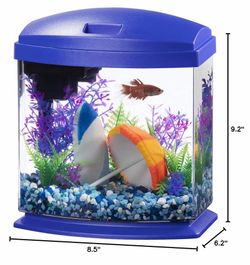 Aqueon LED MiniBow Small Aquarium Fish Tank Kit with SmartClean Technology, Blue, 1 Gallon