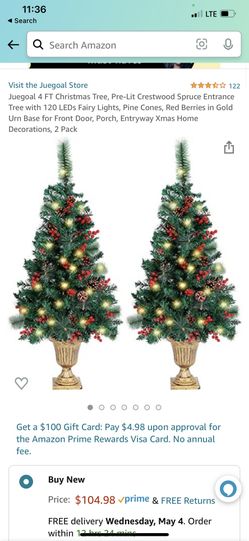 (2) Four Foot Artificial Christmas Trees New In Box