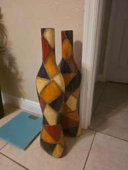 Tall Decorative Vases with Harlequin Pattern, Set of 2