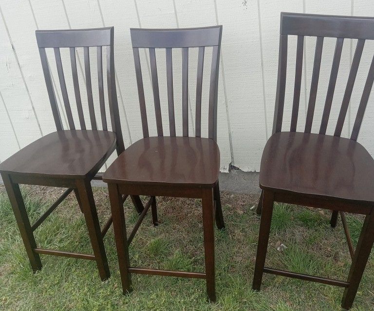 Three Wooden Bar Stools 24-in Seat Height 40 Firm