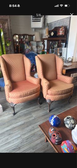 Beautiful vintage wing back Club Chairs