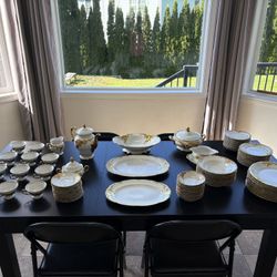 China Set (White with Gold Trim & Black Pinstripes)