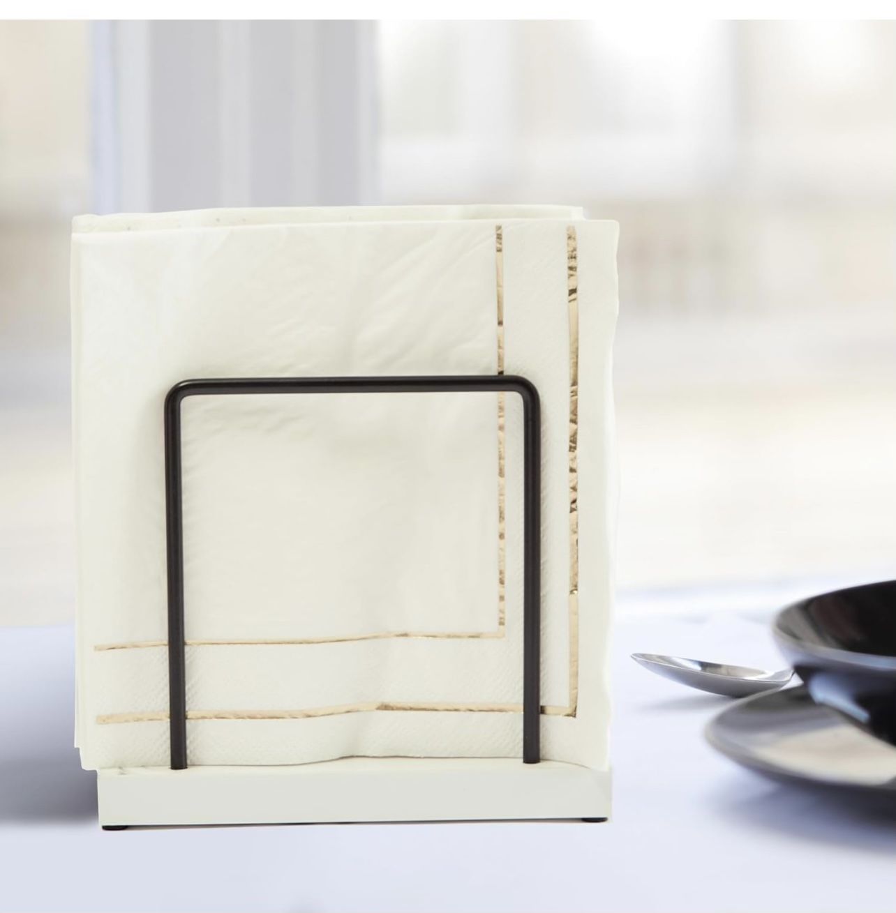 BRAND NEW Tribello Modern Farmhouse Napkin Holder For Table Wooden Base Standing Black Napkin Holders For Kitchen Table Dining Table Decor