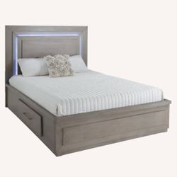 King Size Bed With Storage And Night Lights