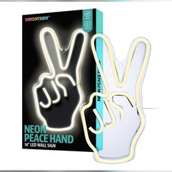 Brightside 14" White LED Peace Hand Wall Sign Decorative Plastic Outline