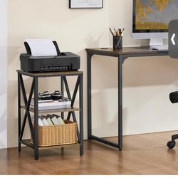 Yaheetech Industrial End Tables, 3-Tier Side Tables with Storage Shelves for Living Room, X Design Sofa Tables, Strong Metal Frame, Easy Assembly, Rus