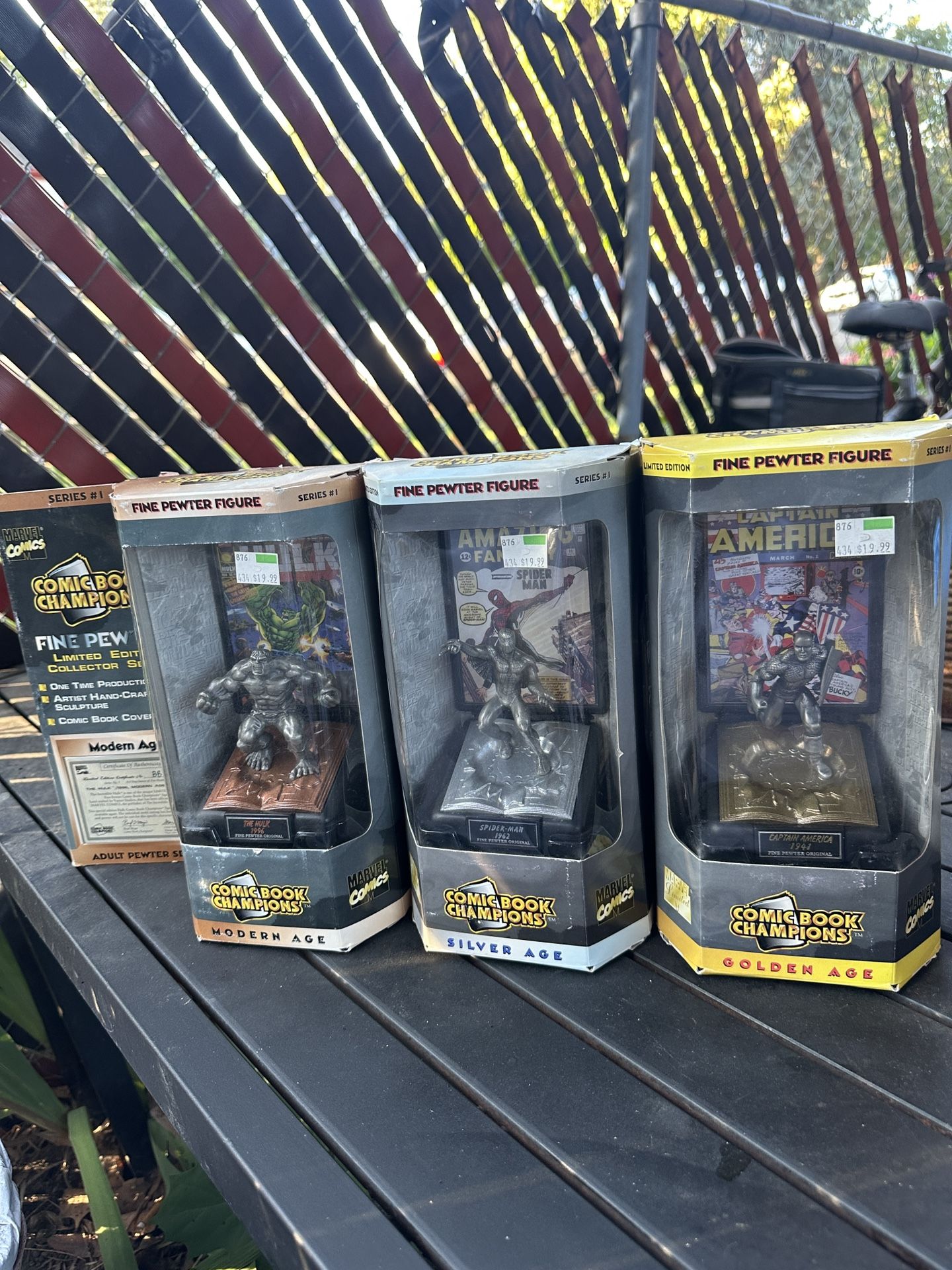 Marvel Comics 1996 Limited Edition pewter action figures with Certificate of Authenticity