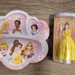 DISNEY PRINCESS PLATE AND FIGURINE