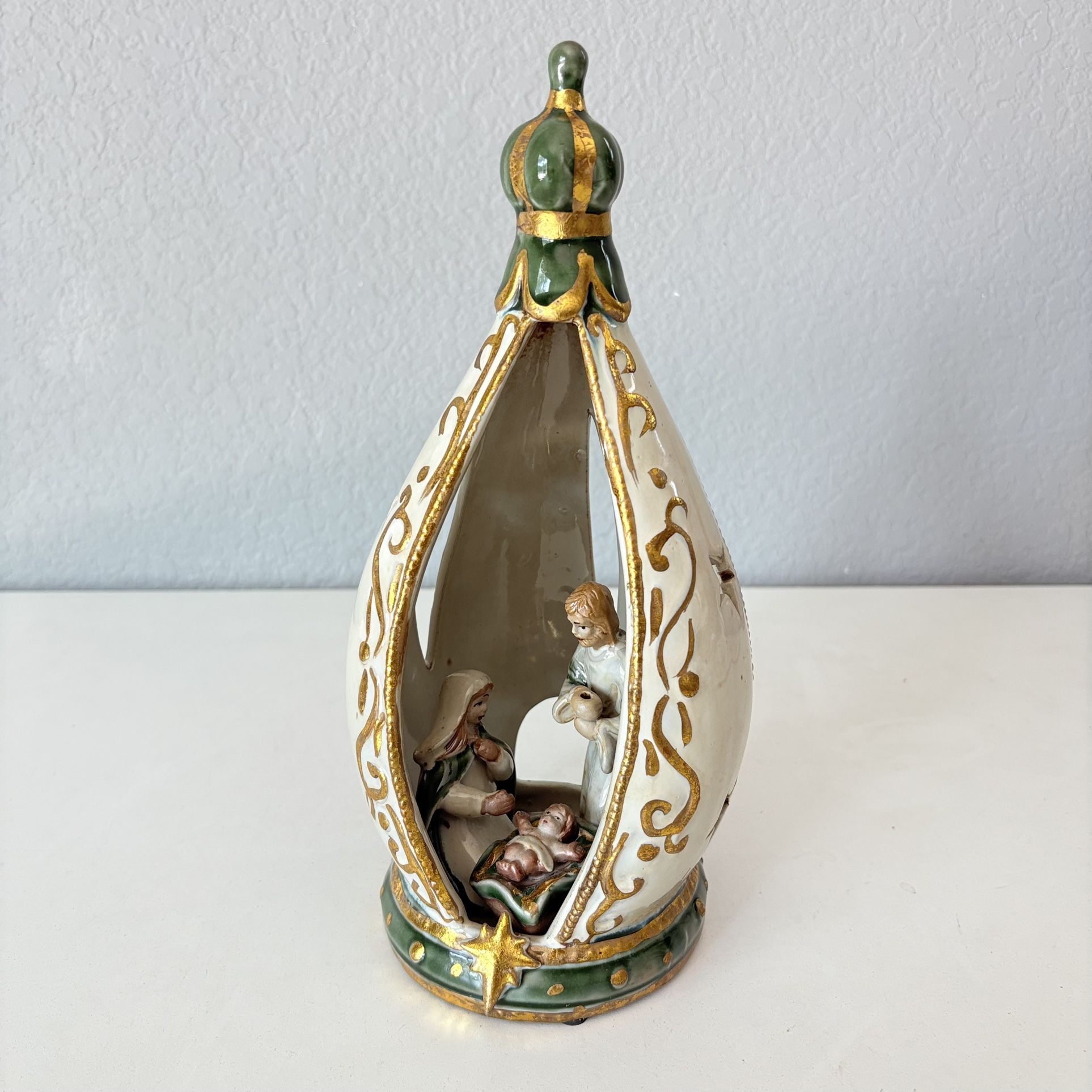 Nativity Mary Joseph and Baby Jesus Figurine Christmas Decor Colorful 11” Tall