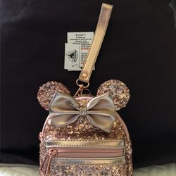 Disney Loungefly Mini Rose Gold Sequin Backpack 