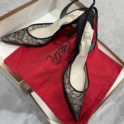 Authentic Christian Louboutin Black Lace Shoes 