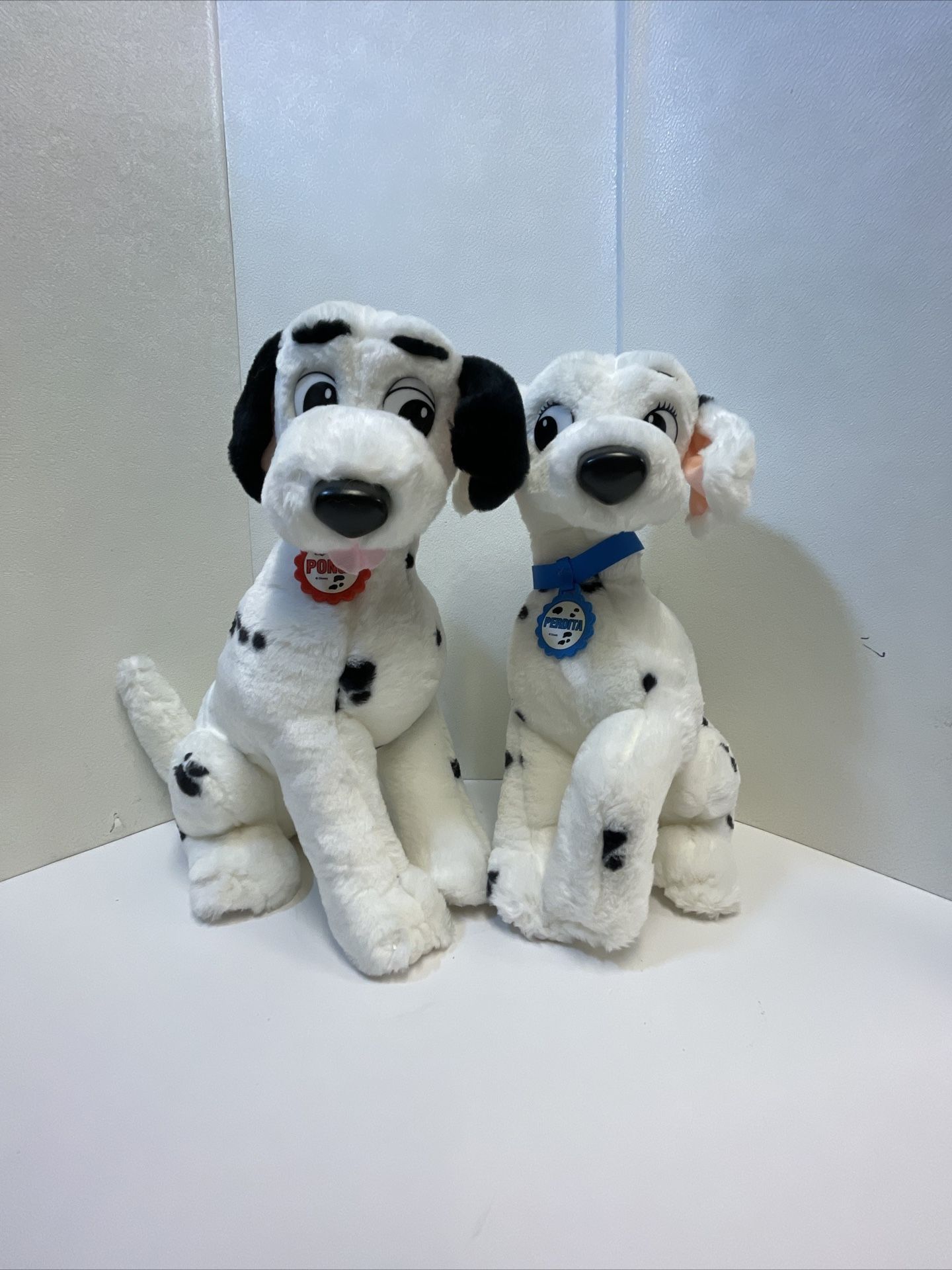 Vintage 1990 Disney 101 Dalmations Mattel Disneyland Perdita and Pongo Plush Set